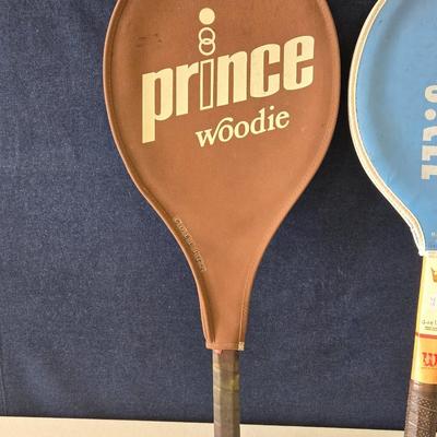 2 Vintage Tennis Rackets and 1 Racketball Racket