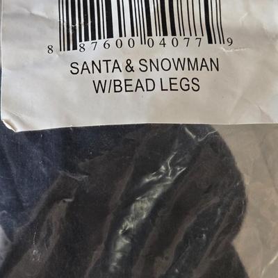 New and Unopened in Package - Santa and Snowman with Bead Legs