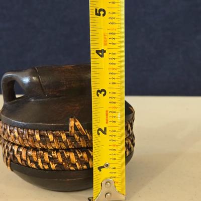 African Necklace & Earrings and Carved Wood Trinket Box