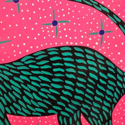 Mexican Handpainted Alebrijes Tray & Coasters
