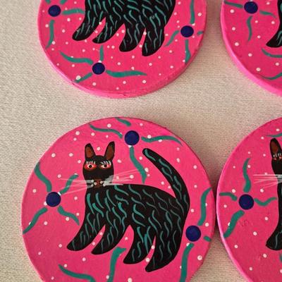 Mexican Handpainted Alebrijes Tray & Coasters