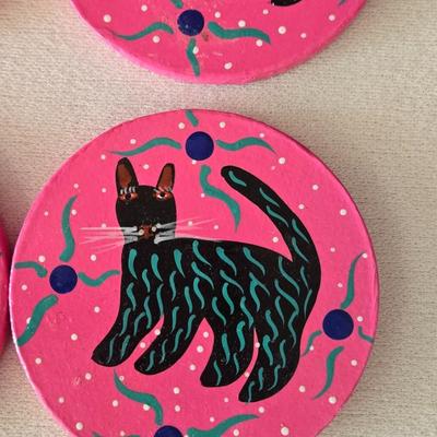 Mexican Handpainted Alebrijes Tray & Coasters
