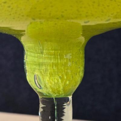Blown Glass Lime Green Margarita Glasses (4)