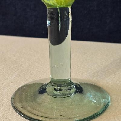 Blown Glass Lime Green Margarita Glasses (4)