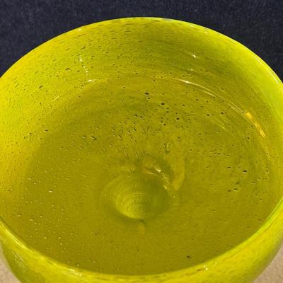 Blown Glass Lime Green Margarita Glasses (4)