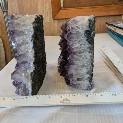Huge Amethyst Cluster Geode Bookends