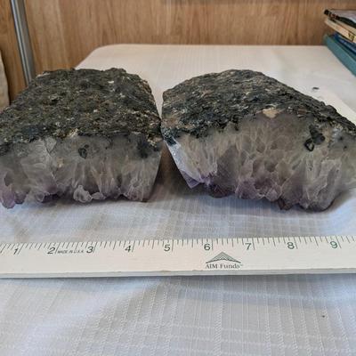 Huge Amethyst Cluster Geode Bookends