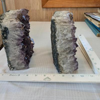 Huge Amethyst Cluster Geode Bookends