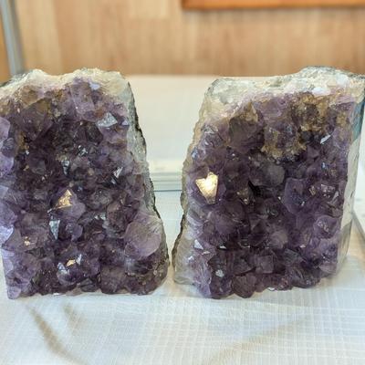 Huge Amethyst Cluster Geode Bookends