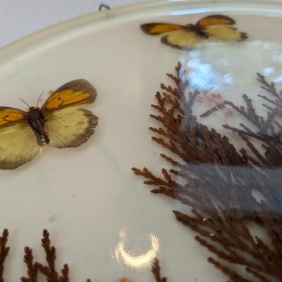 Vintage Lucite Sprig and Butterflies Wall Hanging