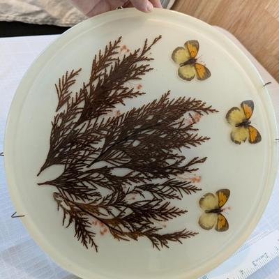 Vintage Lucite Sprig and Butterflies Wall Hanging