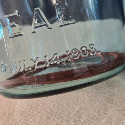 (2) 7" Blue Hinged Lid Ball Jars