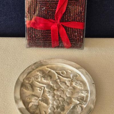 Wine Bottle Coaster & New Red Beaded Coasters
