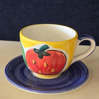 Colorful Mugs and Saucer