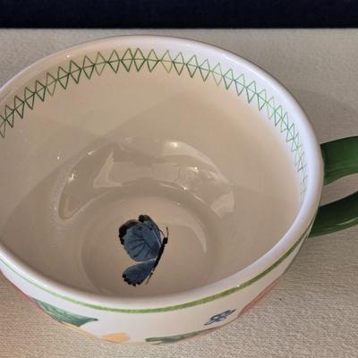 Colorful Mugs and Saucer