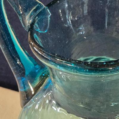 Blown Blue Glass Pitcher