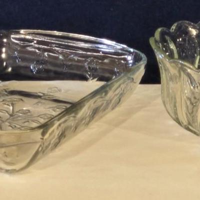 Floral Glass Casserole Dish and Glass Bowl