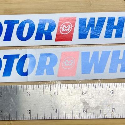 Pair of Vintage Motor Wheel Automotive Equipment Stickers