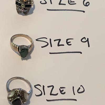 THREE Sterling Estate Rings