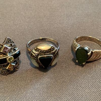 THREE Sterling Estate Rings