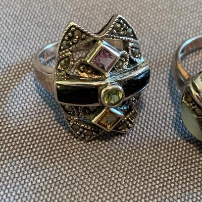 THREE Sterling Estate Rings