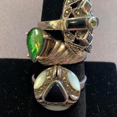THREE Sterling Estate Rings