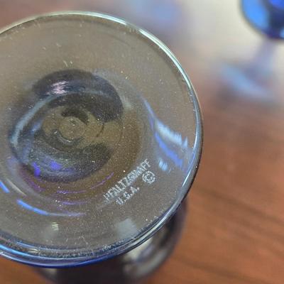 PFALTZGRAFF Wine Glasses and Blue Hobnail Bowl