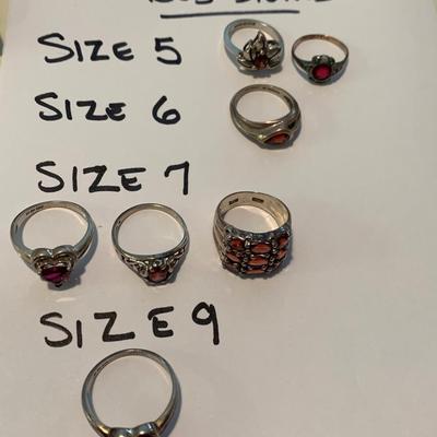 Large Lot of Sterling Estate Rings