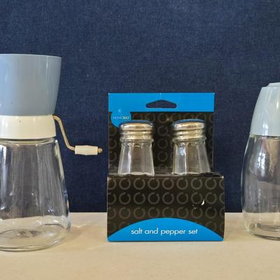 Nut Chopper, Sugar Dispenser, and Salt & Pepper Shakers