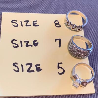 THREE Sterling Estate Rings