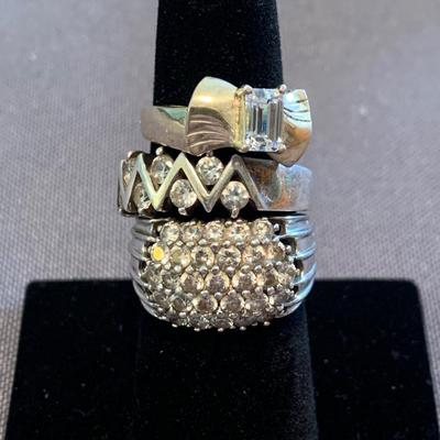 THREE Sterling Estate Rings