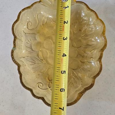 Carnival Glass Yellow Grape Dish and Bird Salt & Pepper Shakers