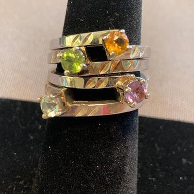 FOUR Matching Sterling Estate Rings Size 7