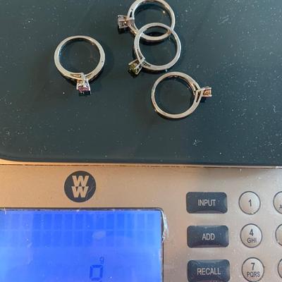 FOUR Matching Sterling Estate Rings Size 7