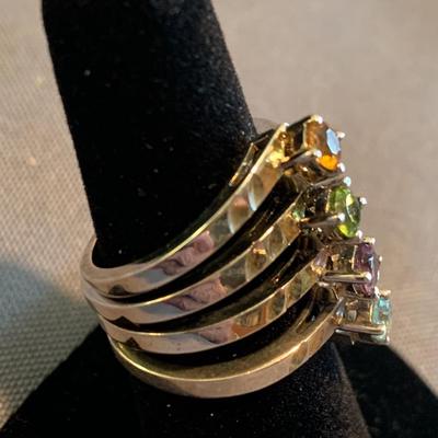 FOUR Matching Sterling Estate Rings Size 7