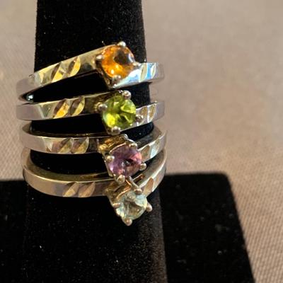 FOUR Matching Sterling Estate Rings Size 7