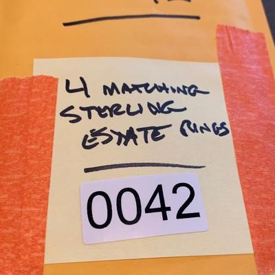 FOUR Matching Sterling Estate Rings Size 7