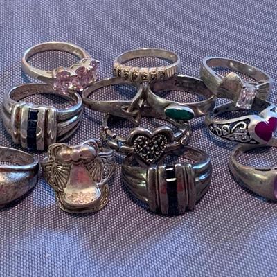 Large Lot Sterling Estate Rings