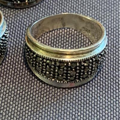 THREE Matching Sterling Rings Size 5
