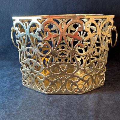 Lot 146. Heavy Metal Filigree Trash Bin