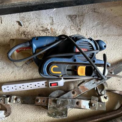 RYOBI BELT SANDER, COME ALONG, ASSORTMENT OF SOCKETS AND MORE