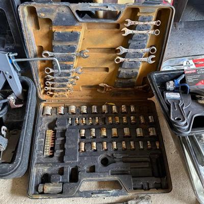 CIRCULAR SAW, SOCKETS AND WRENCHES PLUS HOUSE PAINTING SUPPLIES