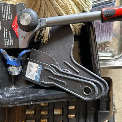 CIRCULAR SAW, SOCKETS AND WRENCHES PLUS HOUSE PAINTING SUPPLIES