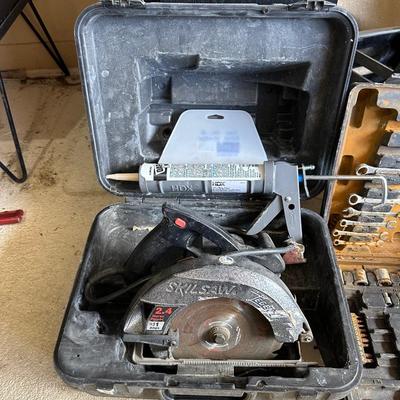 CIRCULAR SAW, SOCKETS AND WRENCHES PLUS HOUSE PAINTING SUPPLIES