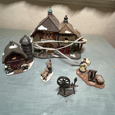 Lot 509 Lighted western village pieces