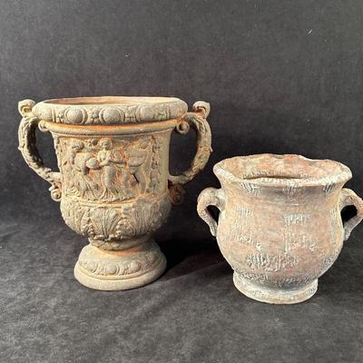 Lot 171. Clay Planters with Silk Greenery