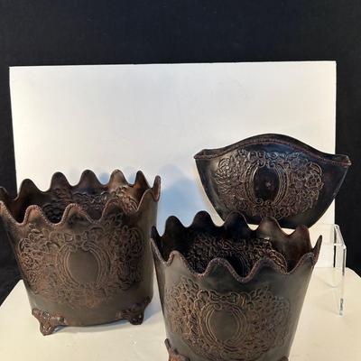 Lot 173. Metal Planters/Fancy Waste Bins
