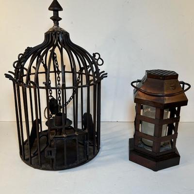 Lot 176. Metal Birdhouse & Candleholder