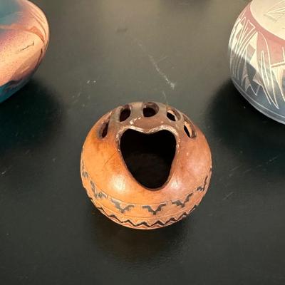 2 SIGNED NAVAJO CLAY POTS