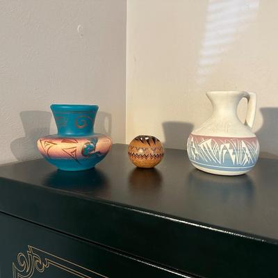 2 SIGNED NAVAJO CLAY POTS